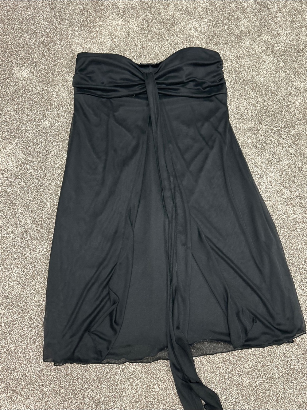 Strapless Black Mini Dress with Draped Front